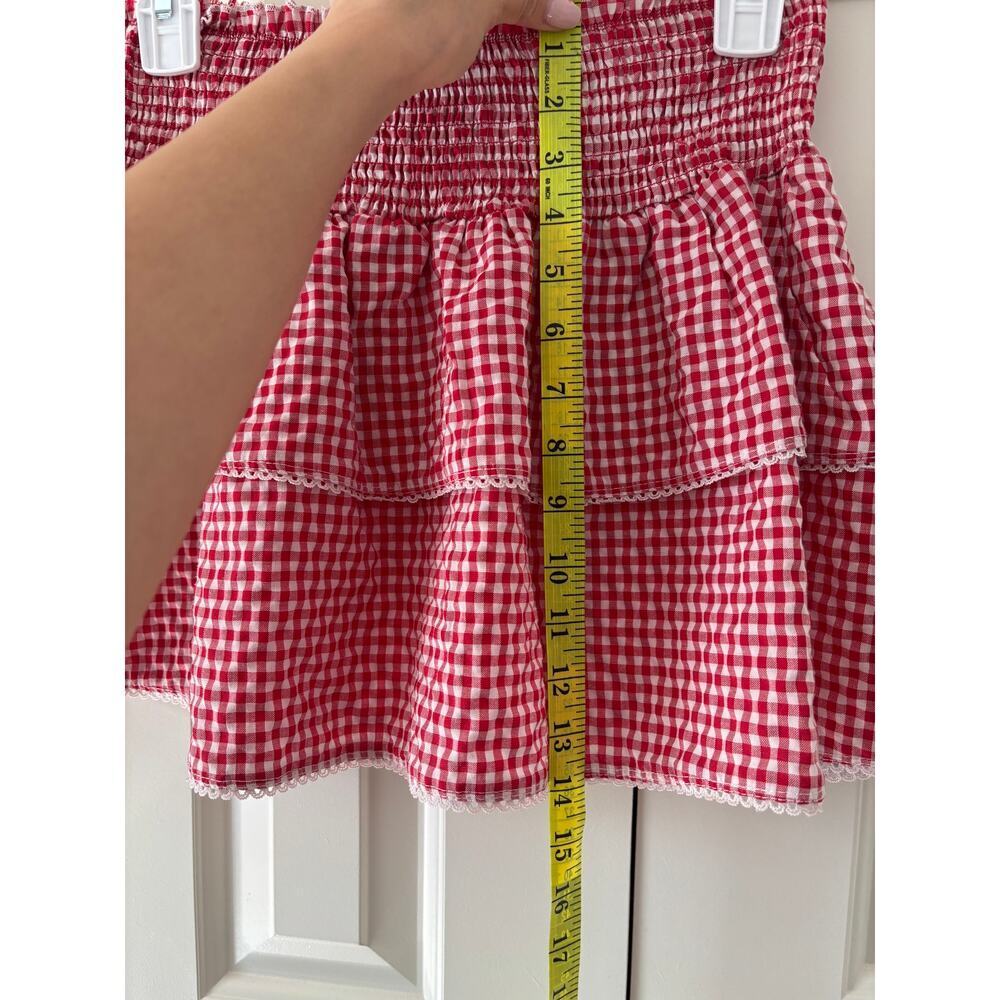 One Clothing Red White Gingham Ruffle Mini Skirt M - Picture 4 of 6